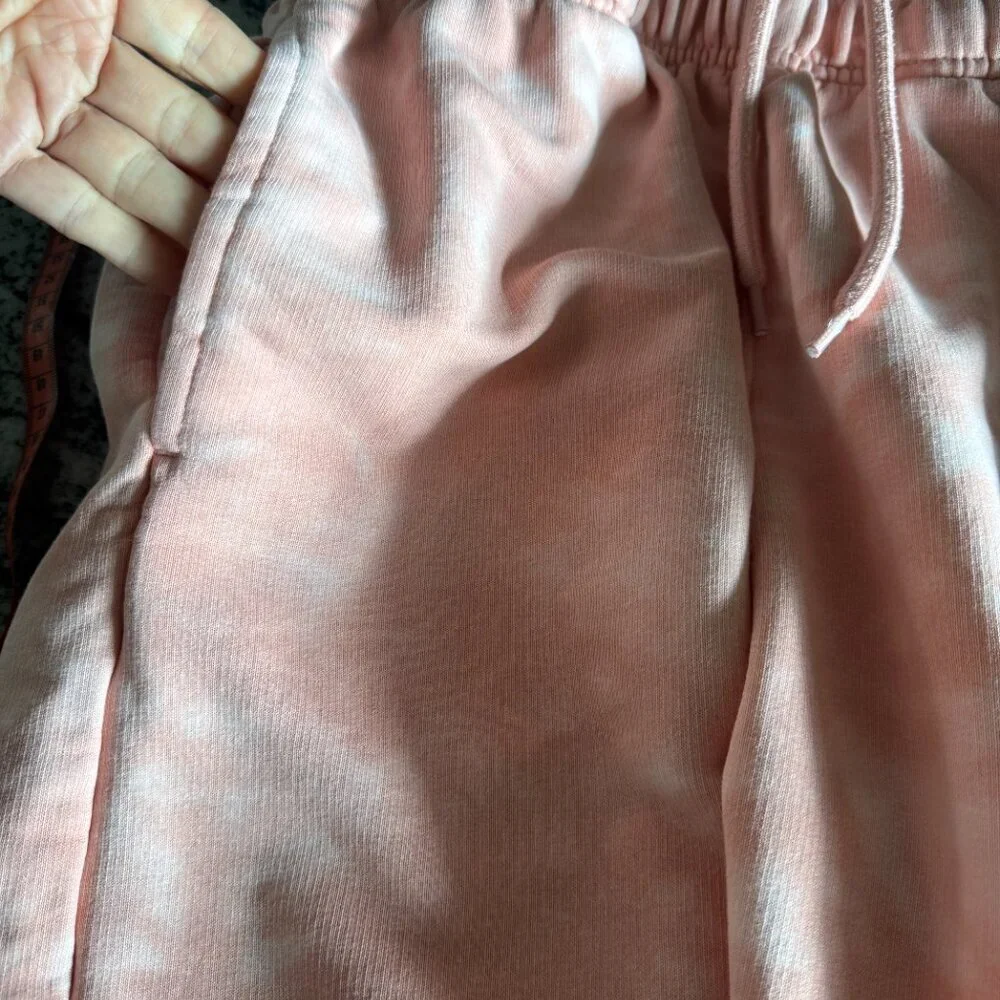 Champions men's pink/orange french terry elastic/drawstring waist shorts size me